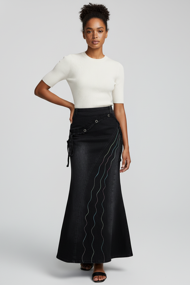 Jupe Jean Noire Sirène Chic