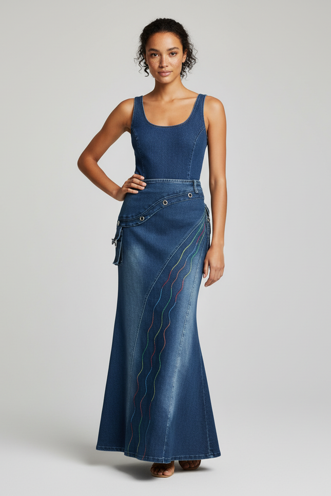 Ensemble En Jean Jupe Longue