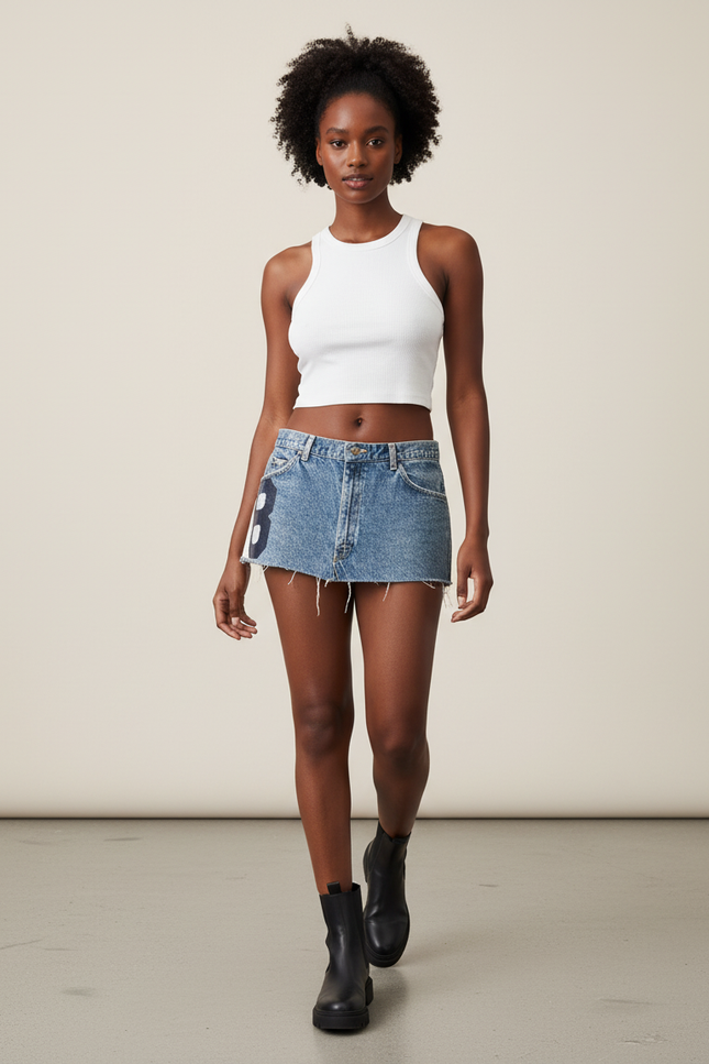 Mini Jupe En Jean Taille Basse