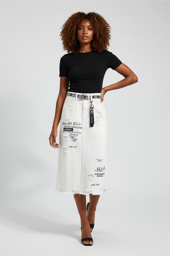 Jupe En Jean Blanche Grande Taille