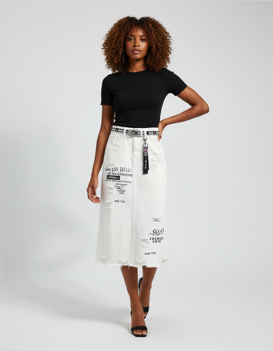 Jupe En Jean Blanche Grande Taille