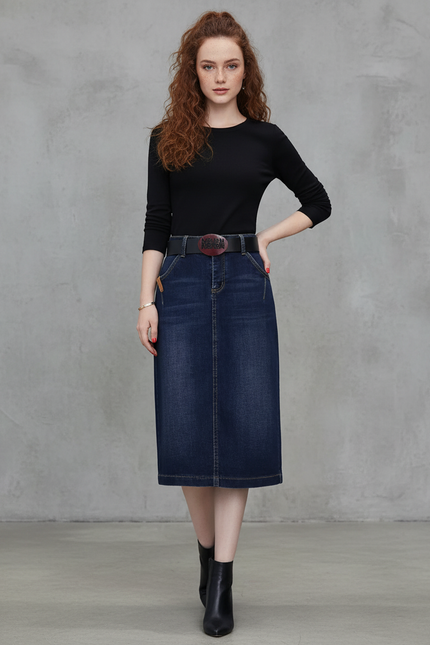 Jupe En Jean Bleu Foncé Longue