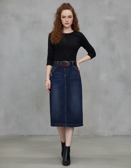 Jupe En Jean Bleu Foncé Longue