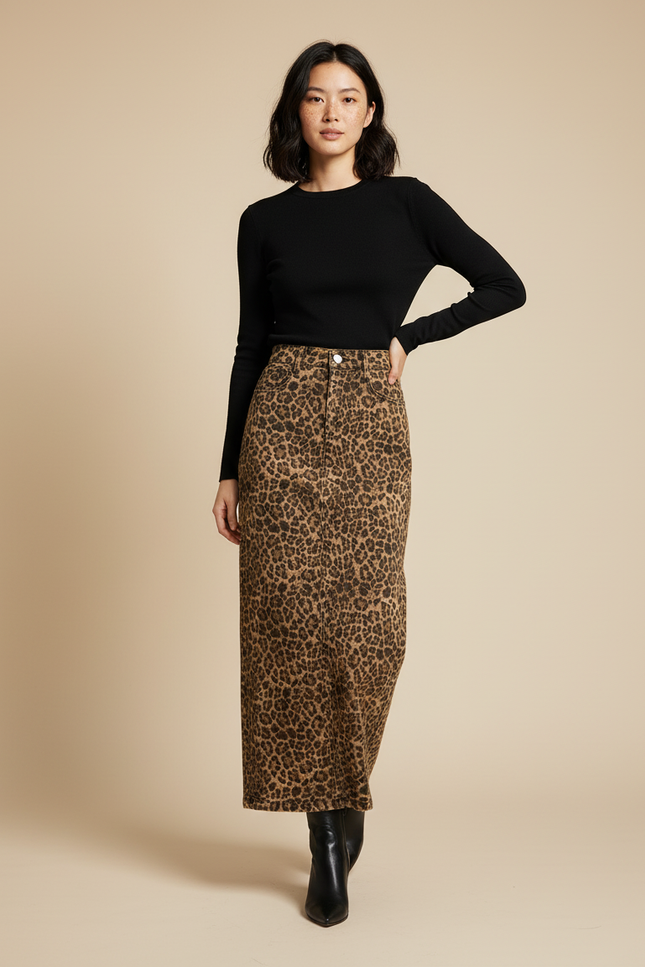 Jupe Longue En Jean Leopard