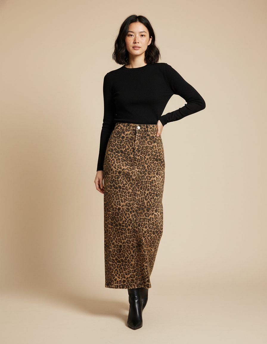 Jupe Longue En Jean Leopard