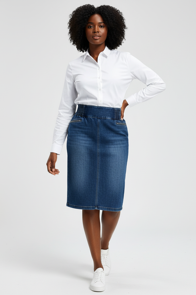 Jupe Jean Bleu Taille Haute Décontractée