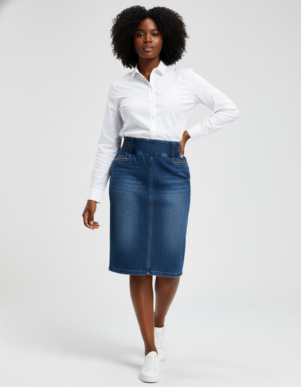 Jupe Jean Bleu Taille Haute Décontractée