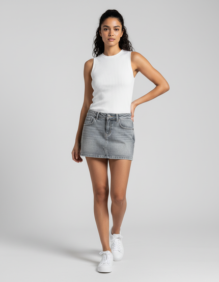 Jupe Jean Gris Mini Décontractée