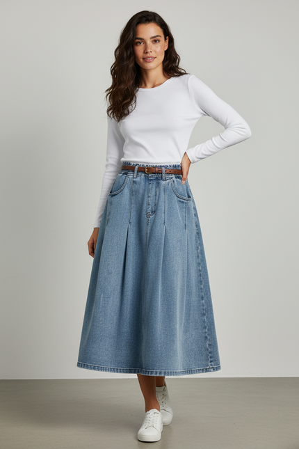 Jupe En Jean Evasee Longue