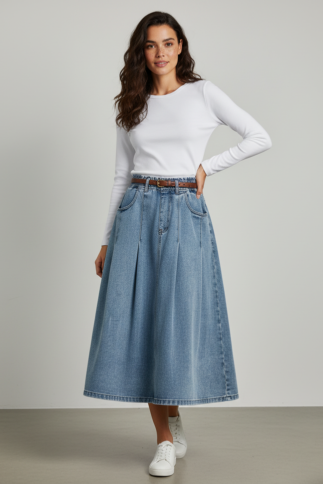 Jupe En Jean Evasee Longue