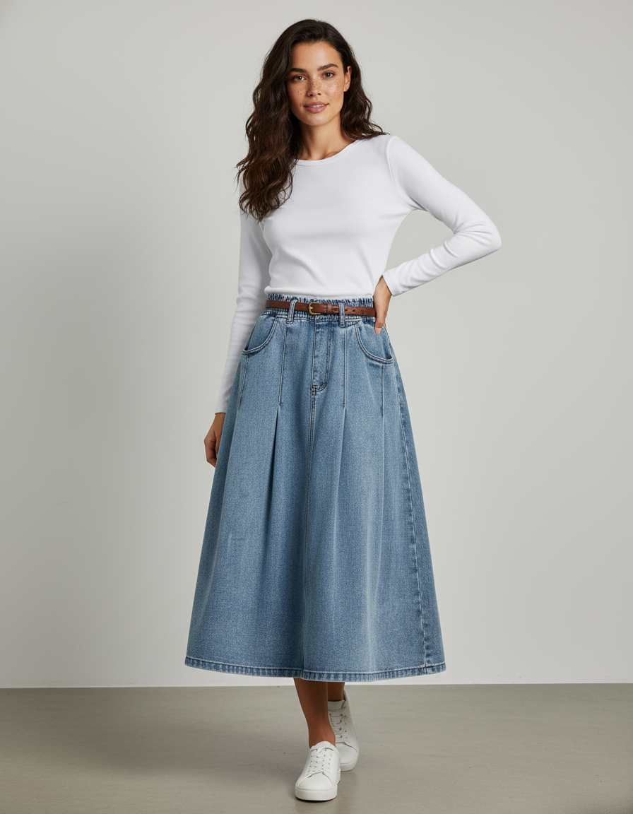 Jupe En Jean Evasee Longue