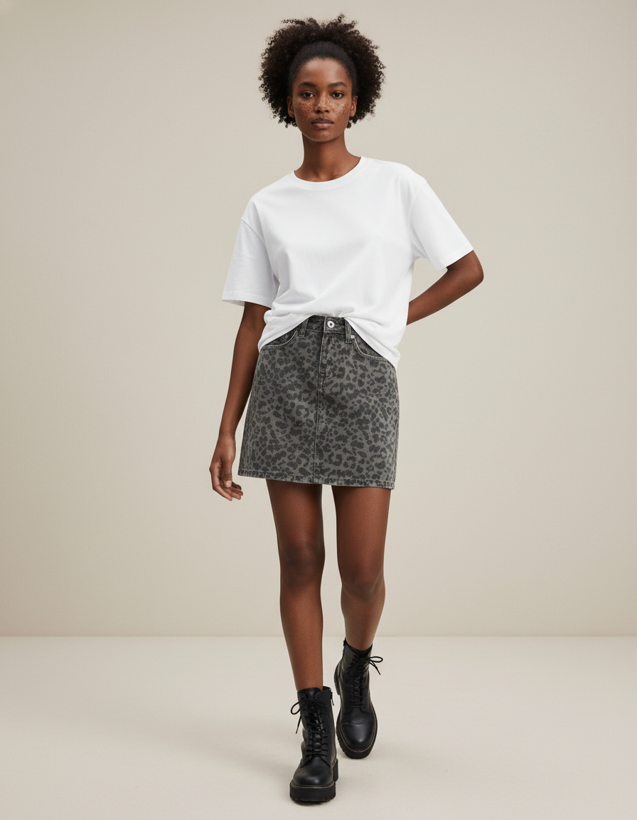 Jupe Leopard En Jean