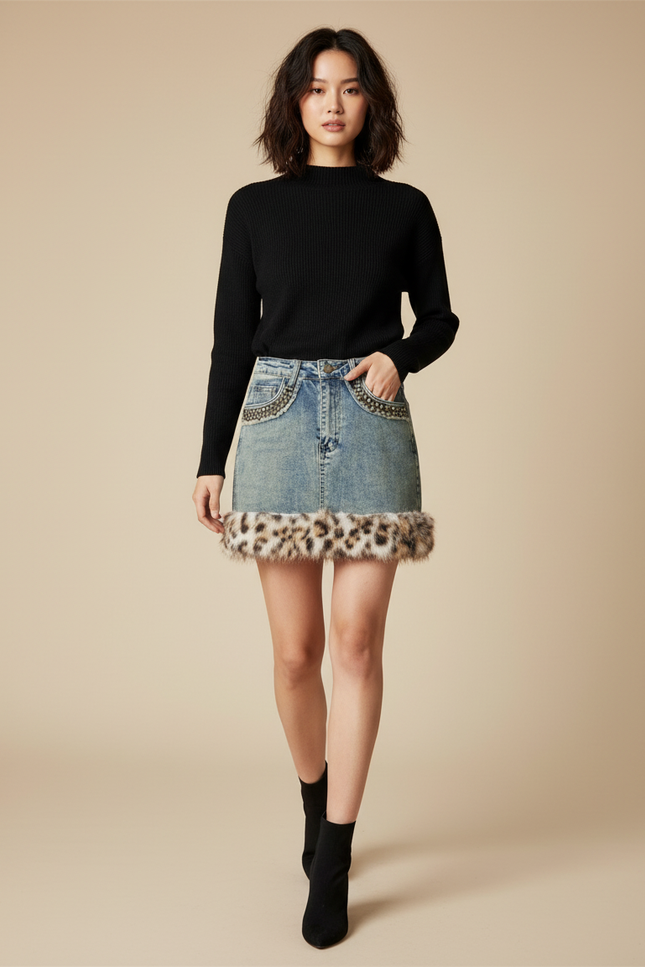 Jupe En Jean Avec Perle