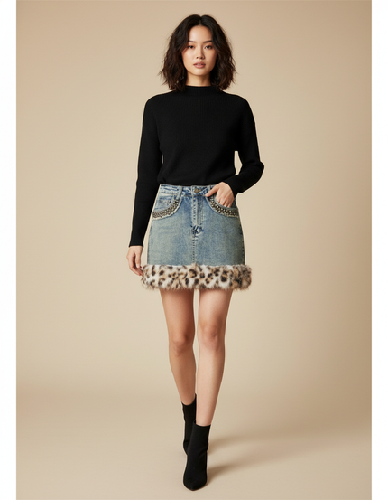 Jupe En Jean Avec Perle