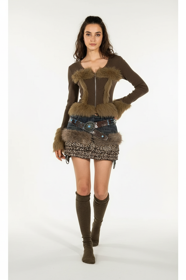 Jupe En Jean Zippée Devant