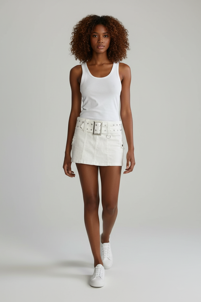 Jupe Jean Mini Blanche Vintage