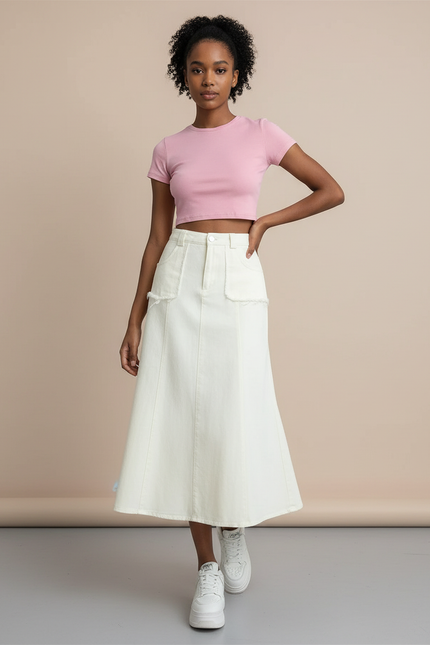 Jupe Longue En Jean Beige