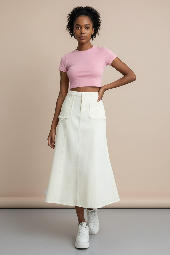 Jupe Longue En Jean Beige