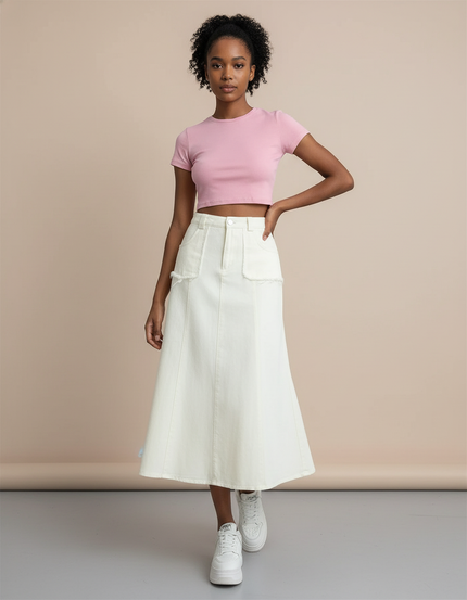 Jupe Longue En Jean Beige