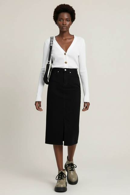 Jupe Jean Noire Fendue Chic