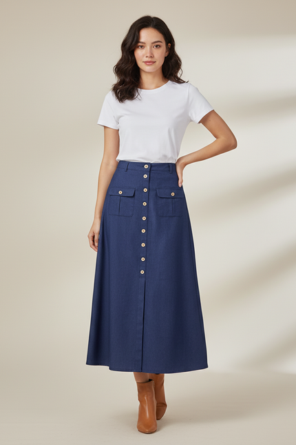 Jupe Jean Denim Boutonnée Vintage