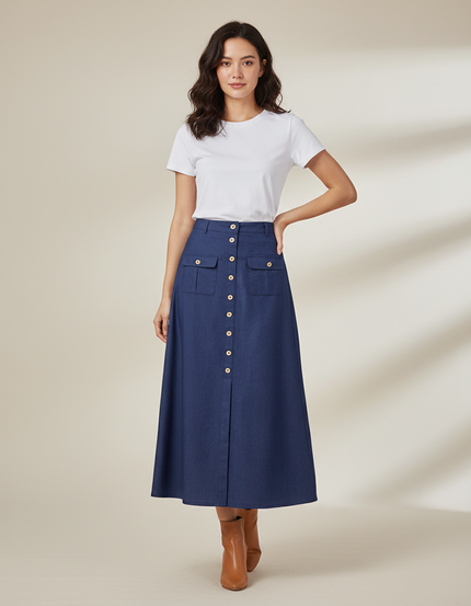 Jupe Jean Denim Boutonnée Vintage