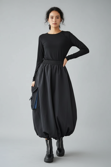 Jupe Jean Ample Poche Denim Décontractée