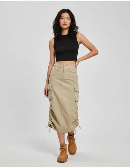 Jupe Jean Beige Cargo Décontractée Moderne