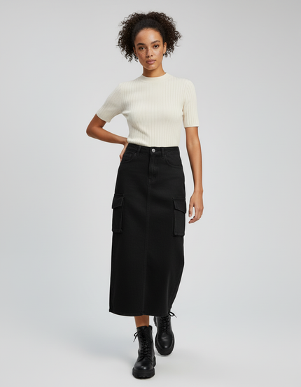 Jupe Jean Cargo Droite Décontractée