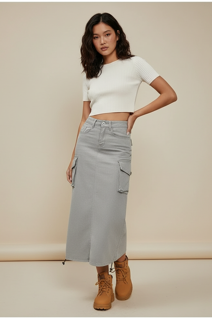 Jupe Jean Grise Cargo Décontractée