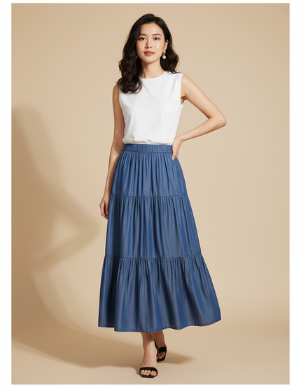 Jupe Longue En Jean Bleu