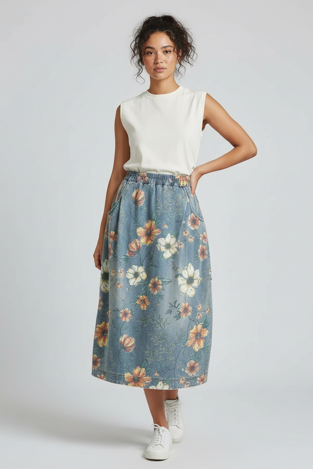 Jupe En Jeans Mi Longue