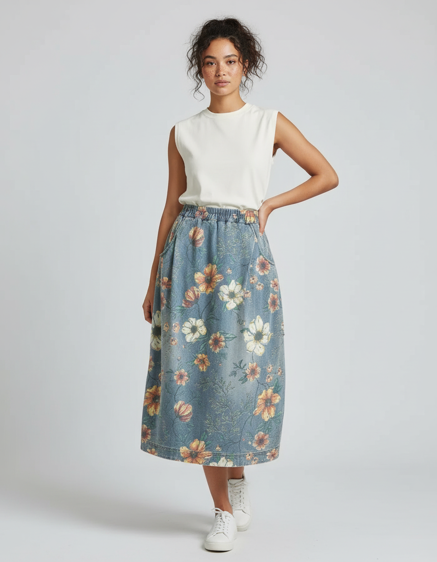 Jupe En Jeans Mi Longue