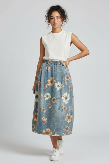 Jupe En Jeans Mi Longue