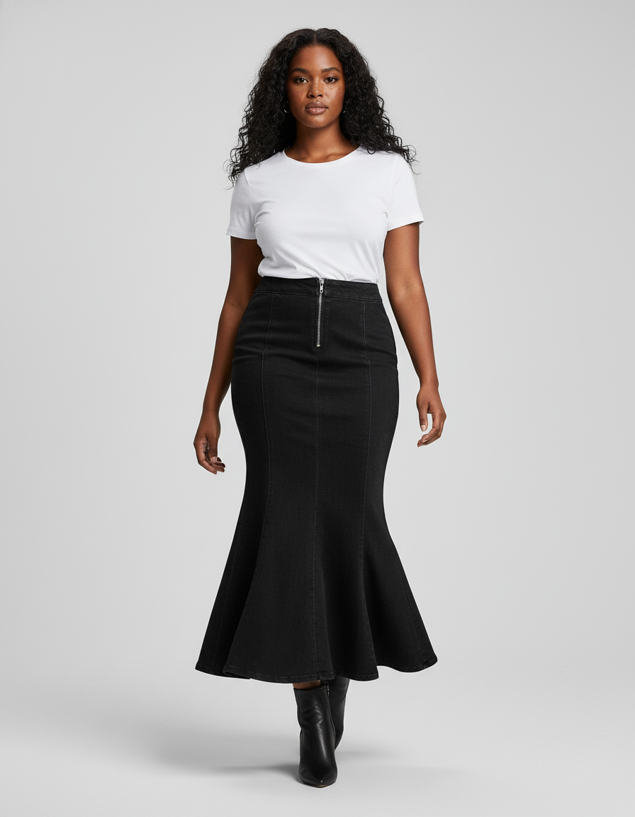 Jupe En Jean Avec Fermeture Eclair Devant