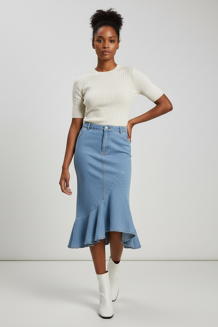 Jupe Jean Sirène Délavée Chic
