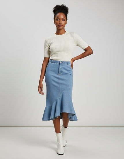 Jupe Jean Sirène Délavée Chic