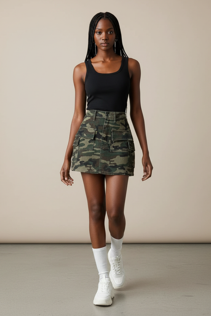 Jupe Jean Camouflage Cargo Décontractée