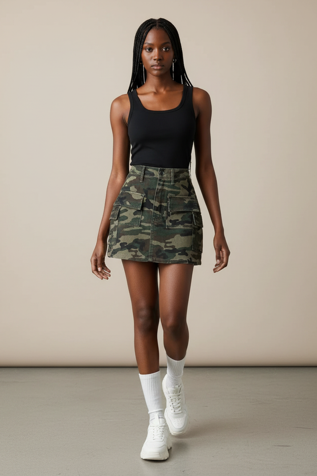 Jupe Jean Camouflage Cargo Décontractée