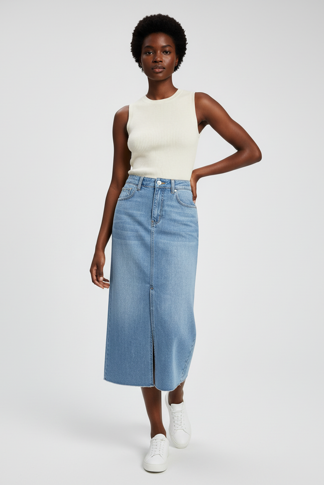 Jupe Jean Midi Fente Chic