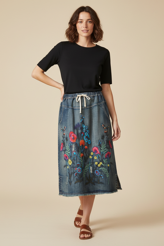 Jupe Mi Longue En Jeans