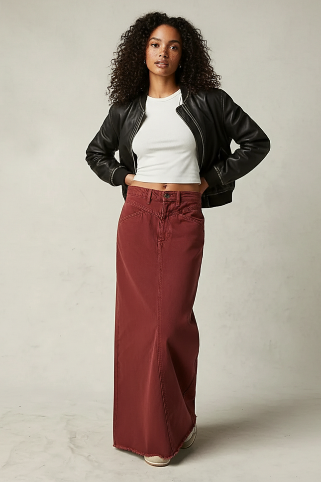 Jupe En Jean Bordeaux