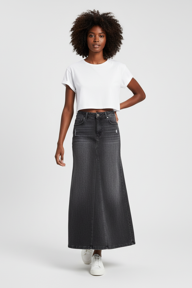 Jupe Jean Longue Délavée Chic