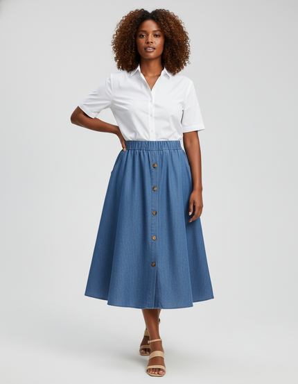 Jupe En Jean Boutonnee