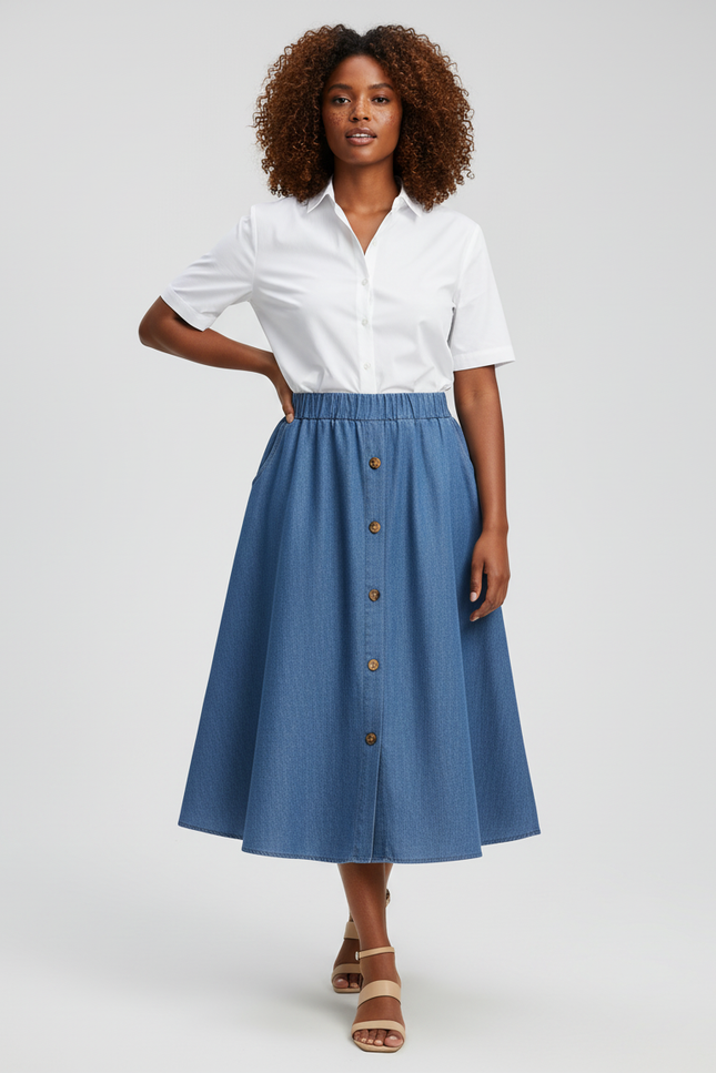 Jupe En Jean Boutonnee