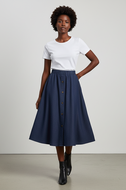 Jupe En Jean Avec Bouton Devant