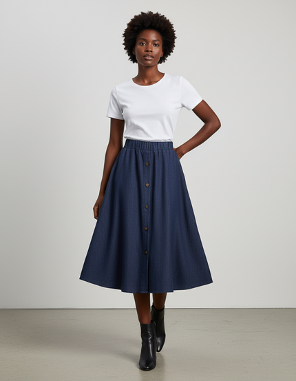 Jupe En Jean Avec Bouton Devant