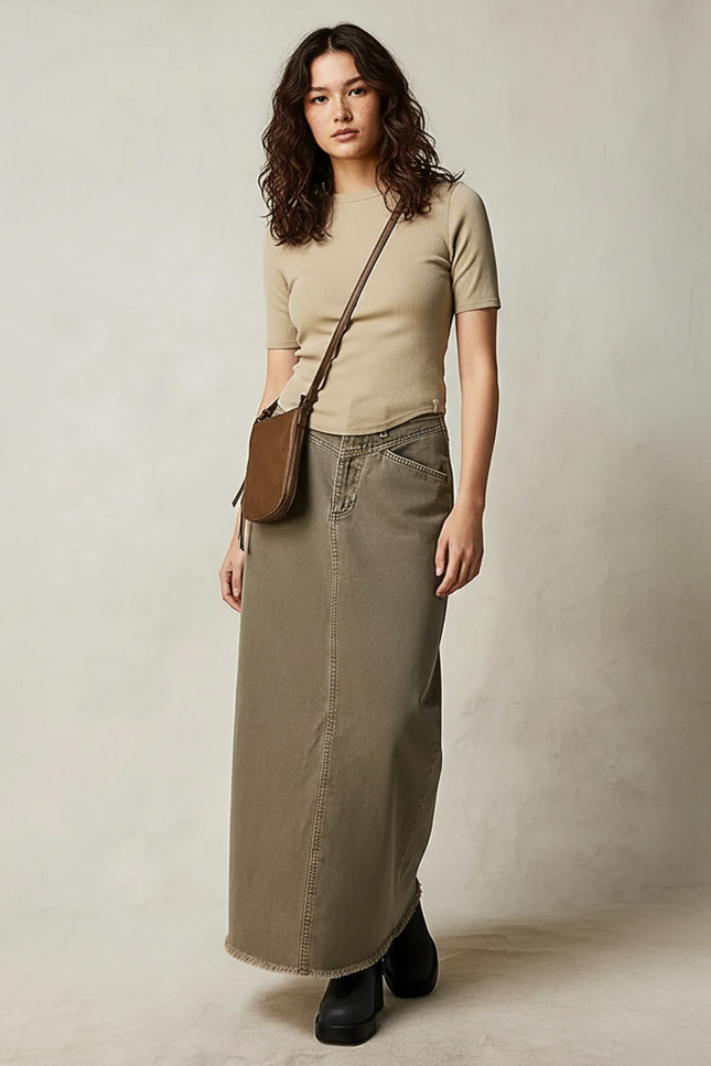 Jupe En Jean Vert Kaki