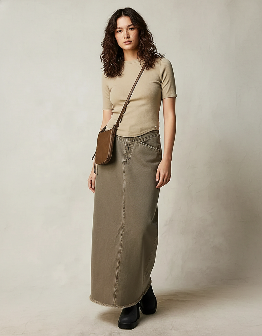 Jupe En Jean Vert Kaki