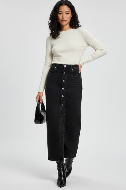 Jupe Longue En Jeans Noir